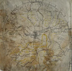 Geologische Karte der Umgebung von Bath, graviert von John Cary und dann vom Künstler handkoloriert, ca. 1799